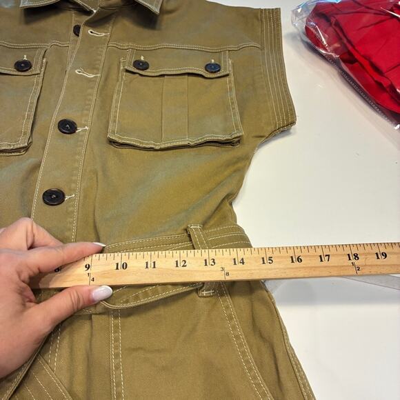 Happy X Nature Olive Green Twill Jumpsuit Sz 6 - Picture 11 of 12